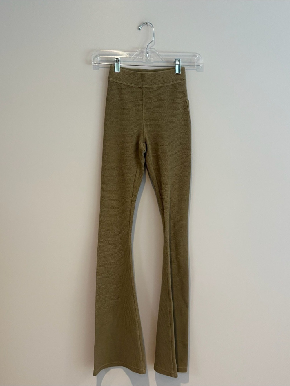 aerie Olive Green Fit & Flare High Rise Textured Leggings w/Pockets Size XXS